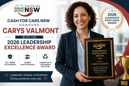 Cash For Cars NSW Honours Carys Valmont with the 2026 Leadership Excellence Award