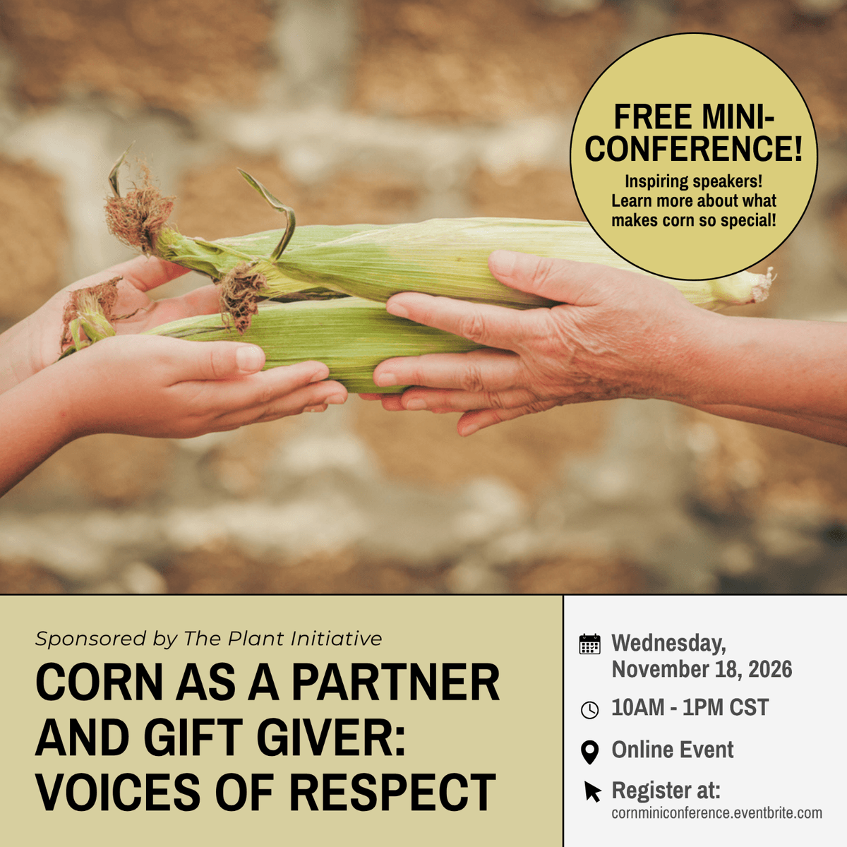 Graphic for Corn as a Partner and Give Giver online conference.