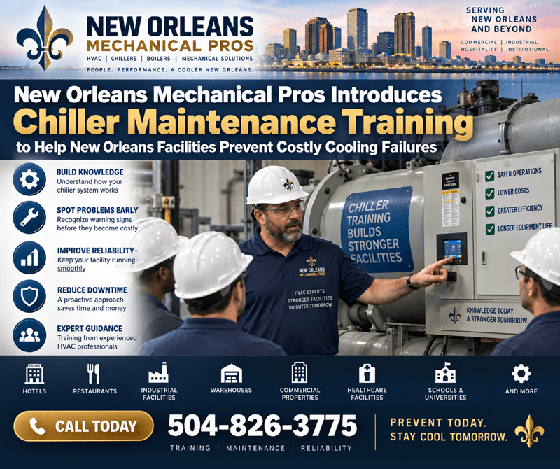 New Orleans Mechanical Pros Introduces Chiller Maintenance Training to Help New Orleans Facilities Prevent Costly Cooling Failures