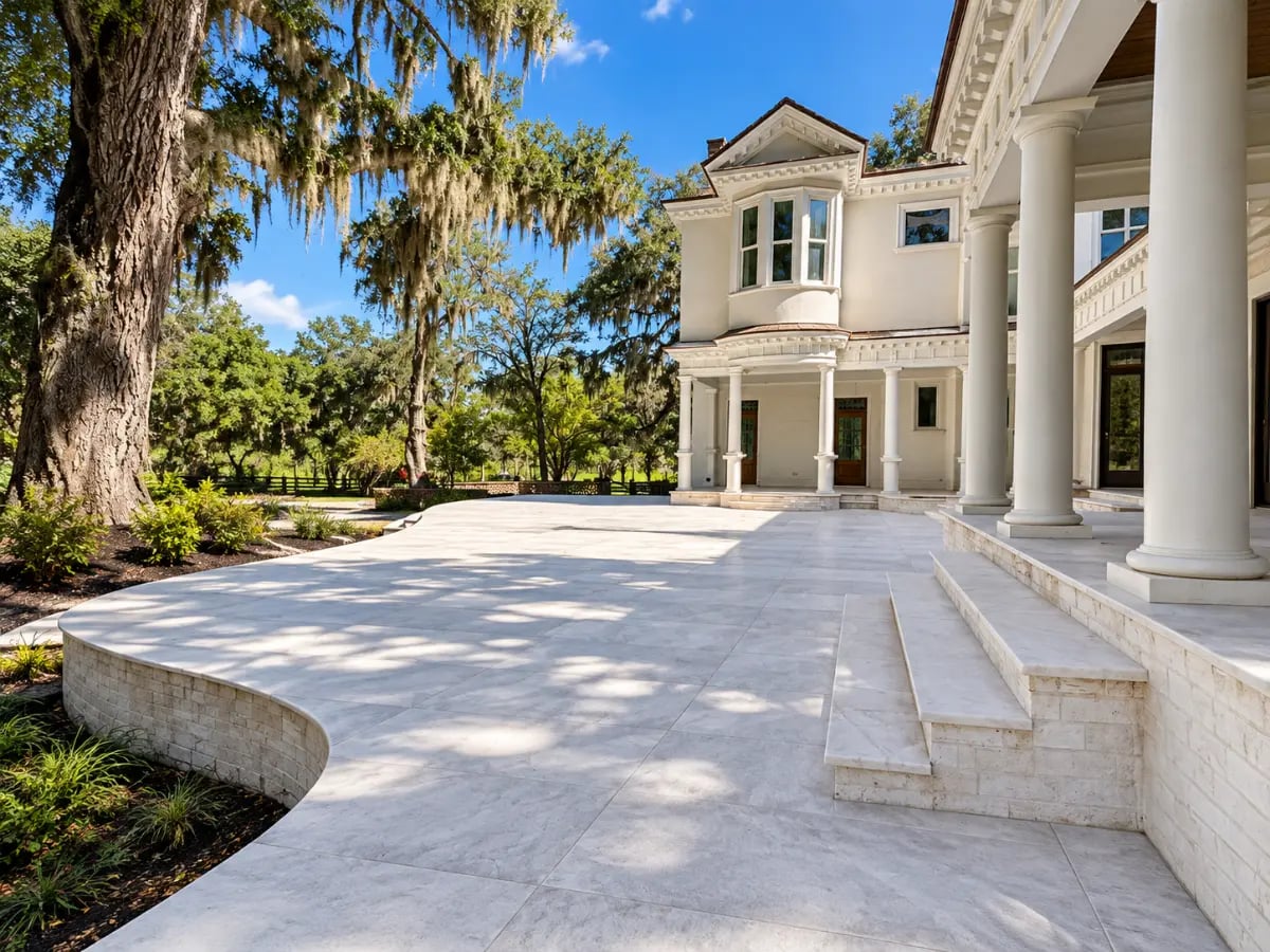 Large natural stone terrace installed at a private estate.