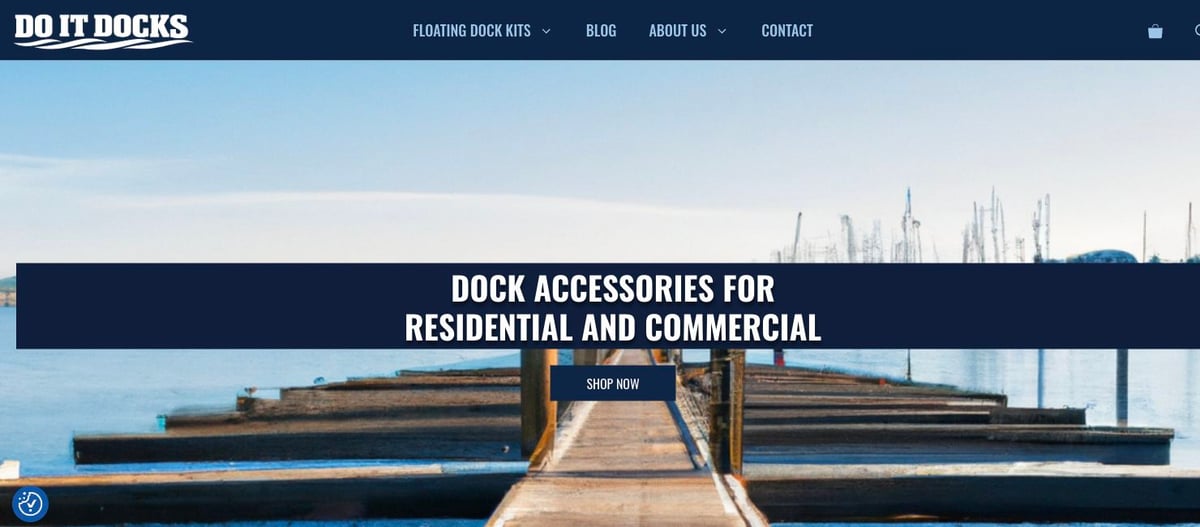 Do It Docks website showing dock accessories for residential and commercial waterfront projects.